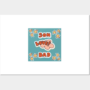 Son Love Dad Blue and Orange Posters and Art